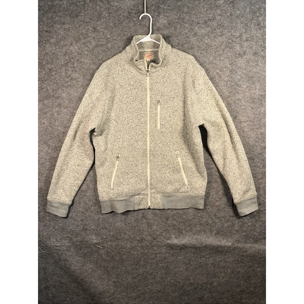 VTG J. CREW Men's Full-Zip Long-Sleeve Sweater XL Tan Gray Fleece‎
